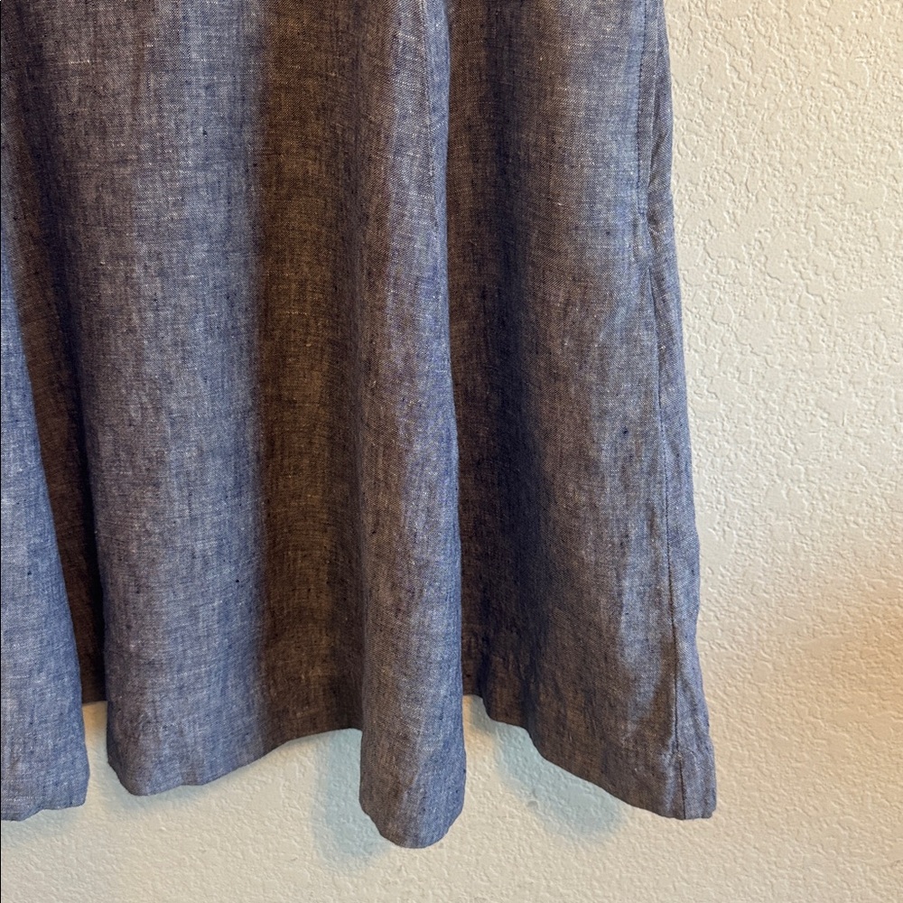 ADRIENNE VITTADINI DRESS 100% LINEN BLUE CHAMBRAY SLEEVELESS COLLAR SZ 6 - Picture 6 of 12